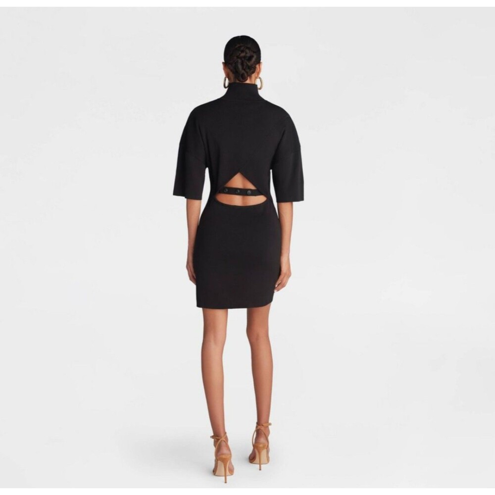Women's KBB by Kahlana Short Sleeve The Laceback Mini Dress Black Large - Picture 2 of 8